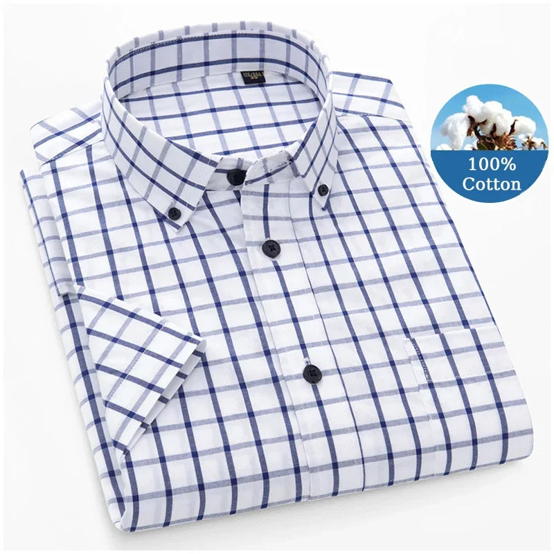 BROWON Premium Men Cotton Short Sleeve Casual Summer Shirt