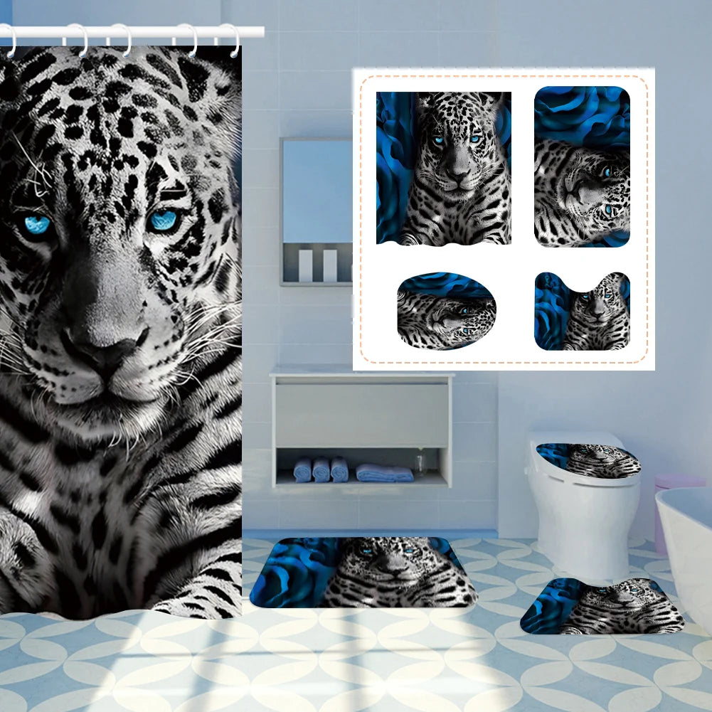 Shower Curtain Set With Bath Mat And Rugs 4 Pieces