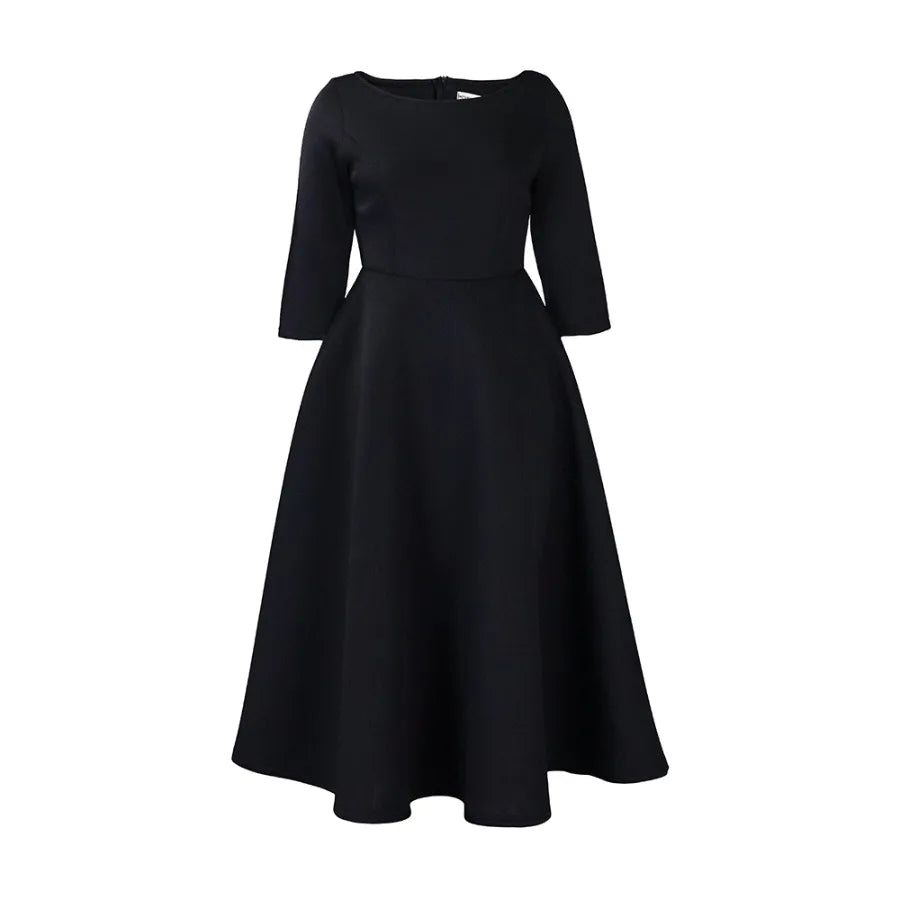 【New style】D346  European and American women's clothing summer new style pure color big swing dress temperament evening dress