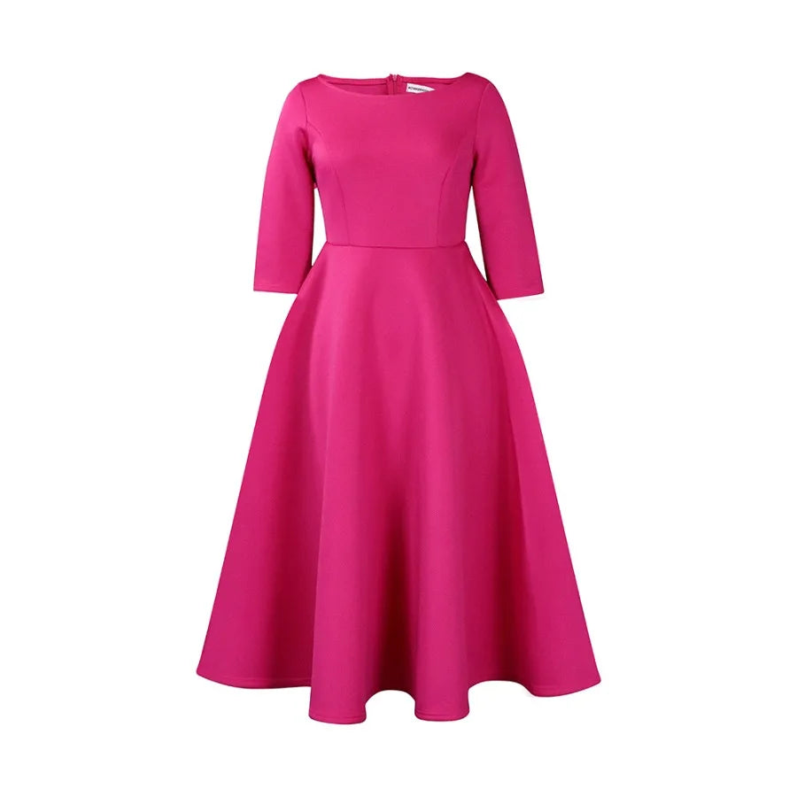【New style】D346  European and American women's clothing summer new style pure color big swing dress temperament evening dress