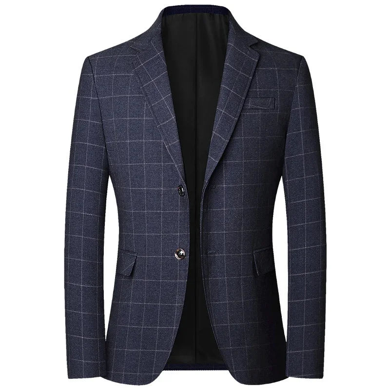 BROWON Brand Midlife Mans Blazers 2026 New Spring Autumn Plaid Design Casual Suit Men Classics Comfortable Suit Jacket Men