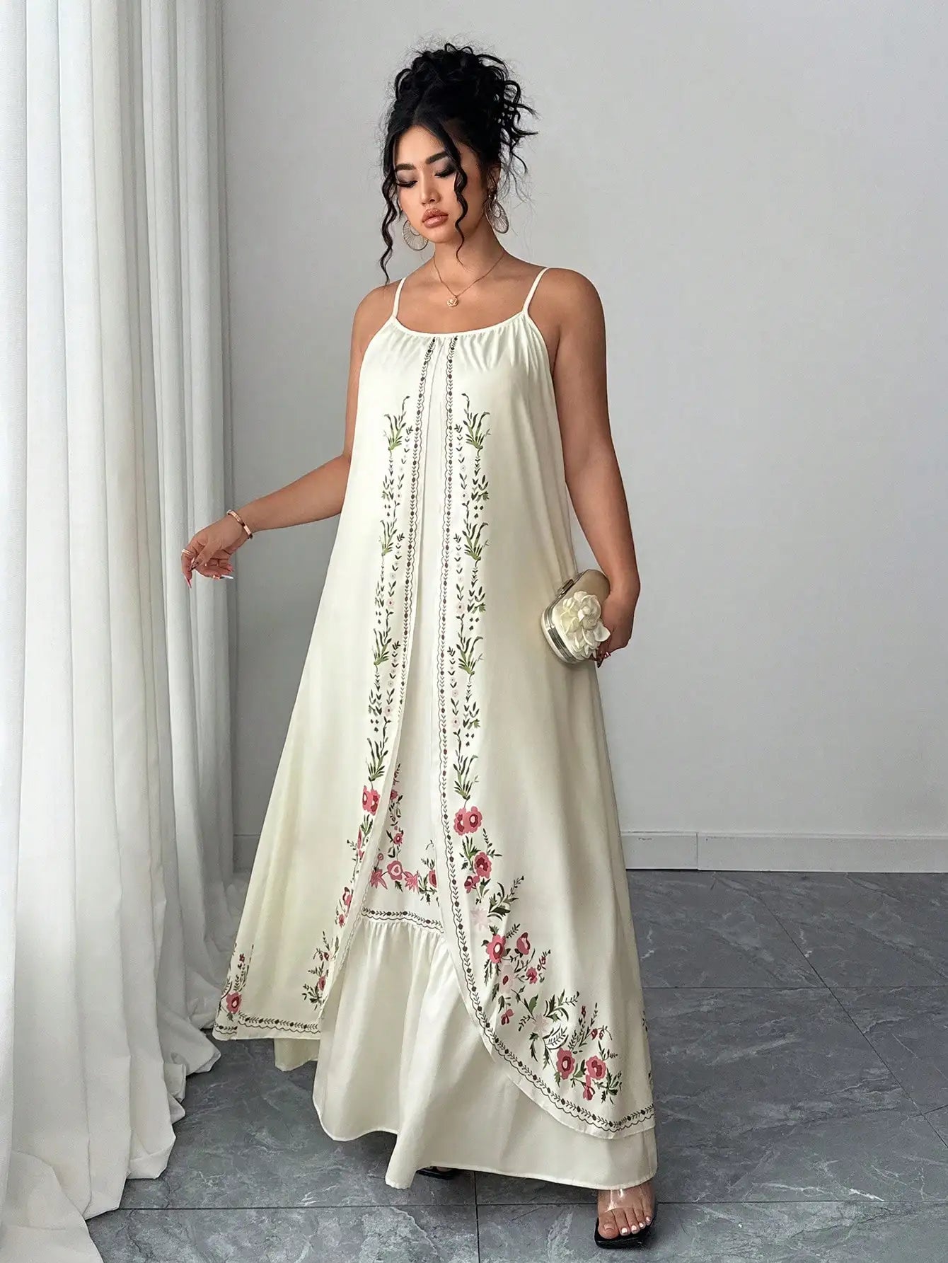 Bohemian Floral Embroidered Maxi Dress For Women Summer Beach Holiday Casual