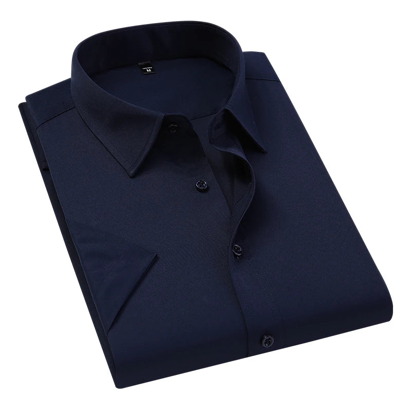 BROWON Mens Cotton Blend Short Sleeve Business Shirt