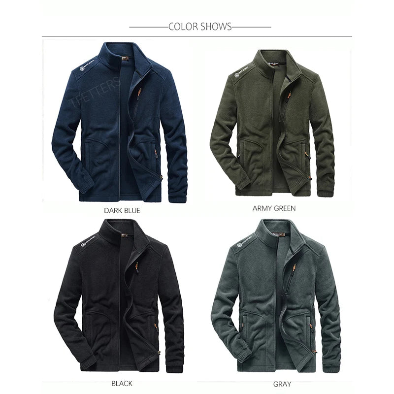 BROWON Brand Men Jackets 2026 Spring and Autumn New Men Fleece Jacket Solid Color Stand Collar Polar Fleece Jacket Men Clothing