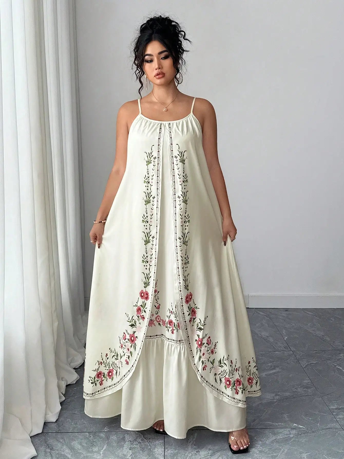 Bohemian Floral Embroidered Maxi Dress For Women Summer Beach Holiday Casual