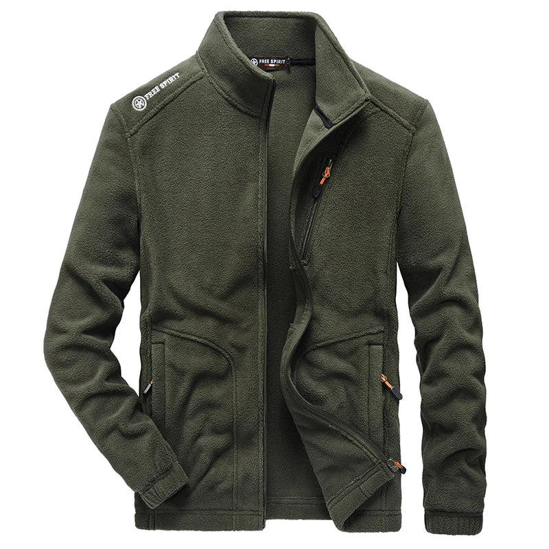 BROWON Brand Men Jackets 2026 Spring and Autumn New Men Fleece Jacket Solid Color Stand Collar Polar Fleece Jacket Men Clothing