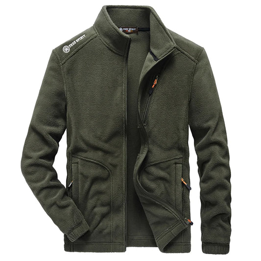 BROWON Brand Men Jackets 2026 Spring and Autumn New Men Fleece Jacket Solid Color Stand Collar Polar Fleece Jacket Men Clothing