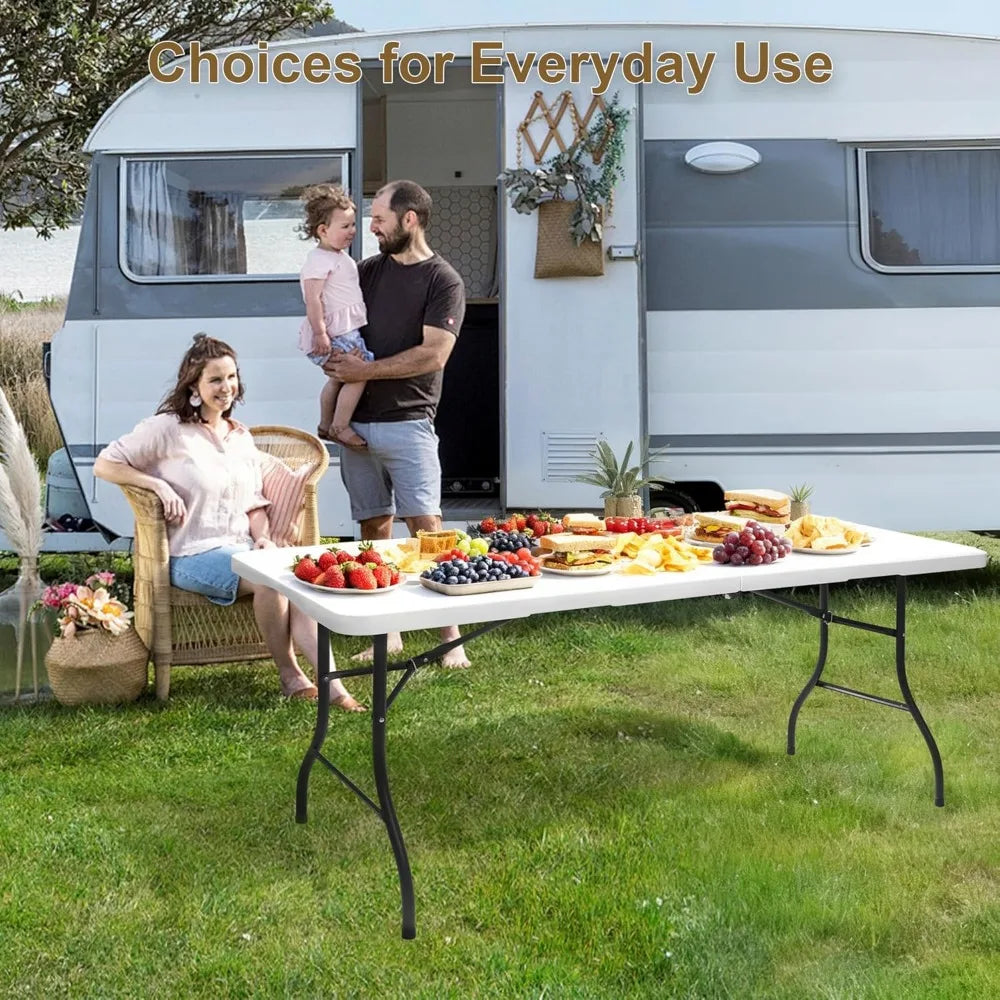 Heavy Duty 6ft Foldable Utility Table Indoor Outdoor Camping Picnic Party with Handle
