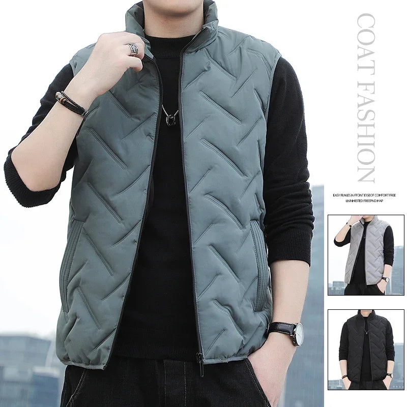 BROWON Brand 2026 New Fashion Vest Man Autumn Winter Warm Comfortable Sleeveless Jacket Mens Twill Decoration Baggy Clothes Male