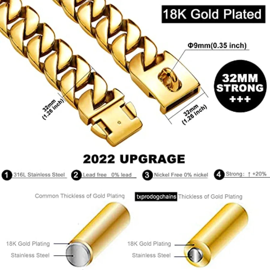 Cuban Link Dog Collar Durable Metal Buckle Premium