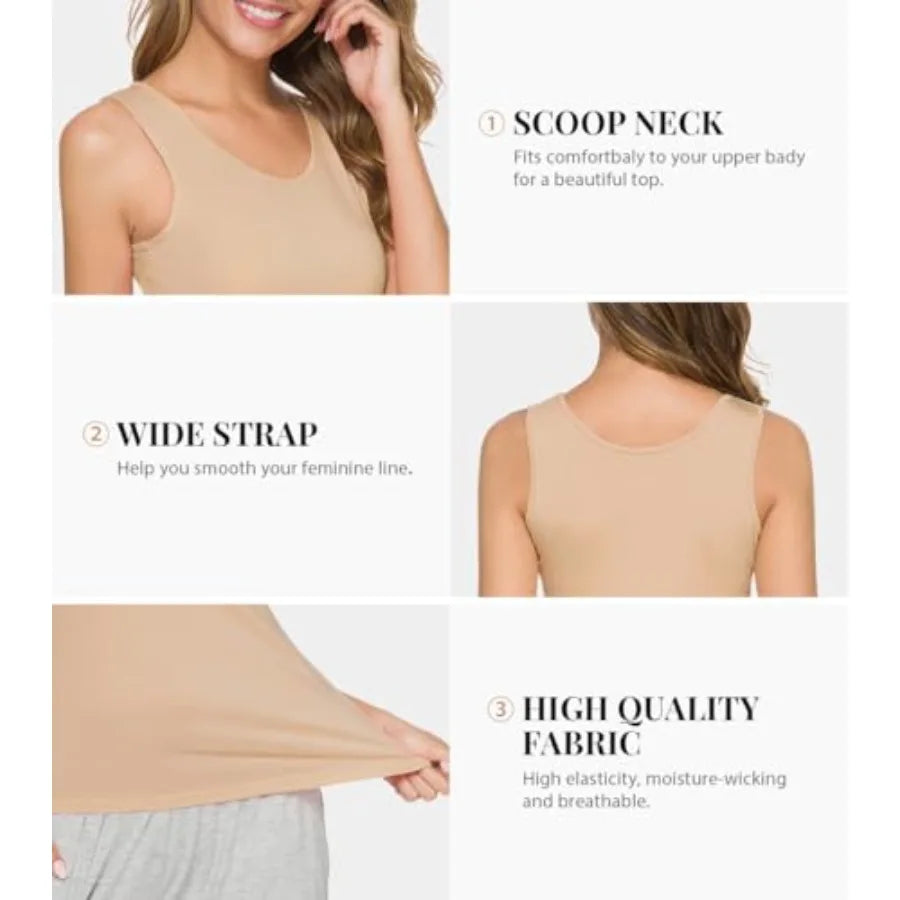 Vislivin Tank Tops for Woman Sleeveless Basic Undershirt Layering Tanks