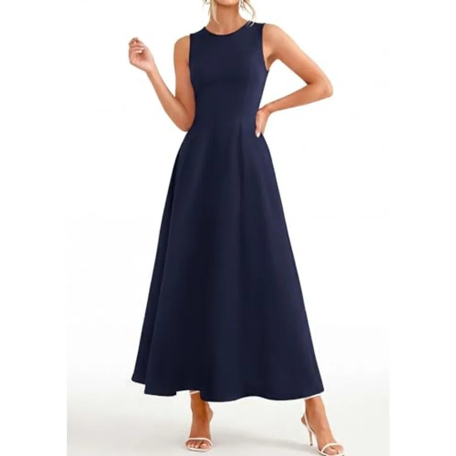 PRETTYGARDEN Women's Maxi Dress Summer Wedding Guest 2026 Spring A Line Long Tank Flowy Modest Sleeveless Cocktail Dresses