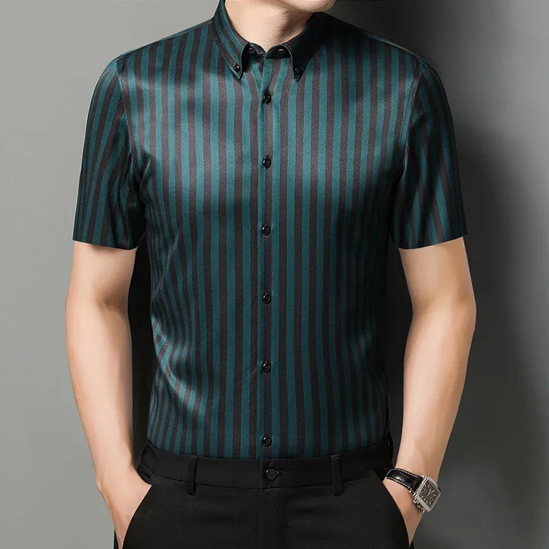 Browon Men Short Sleeve Button Down Shirt For Weddings