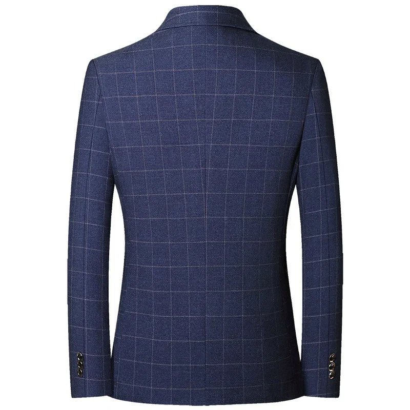 BROWON Brand Midlife Mans Blazers 2026 New Spring Autumn Plaid Design Casual Suit Men Classics Comfortable Suit Jacket Men