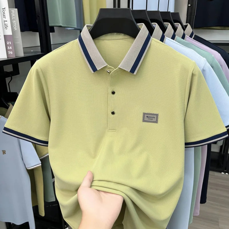 BROWON Men's Breathable Polo Shirt Short Sleeve Smart Casual Top