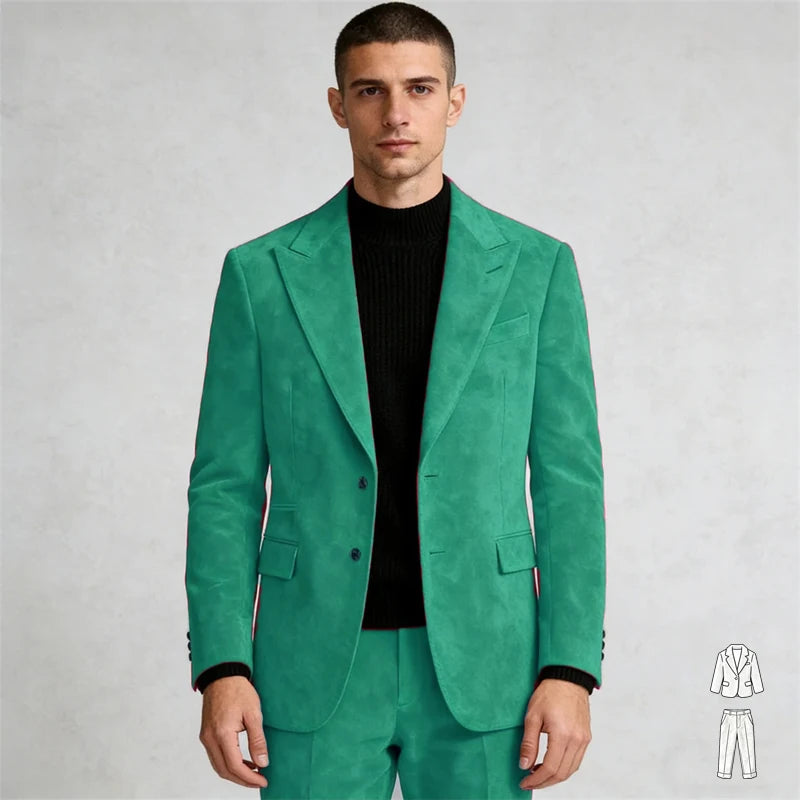Xomoflag Men Two Piece Slim Fit Suits With Peak Lapel