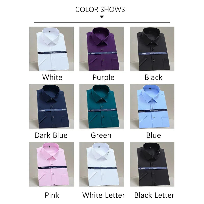 Browon Men Short Sleeve Oxford Formal Business Shirt