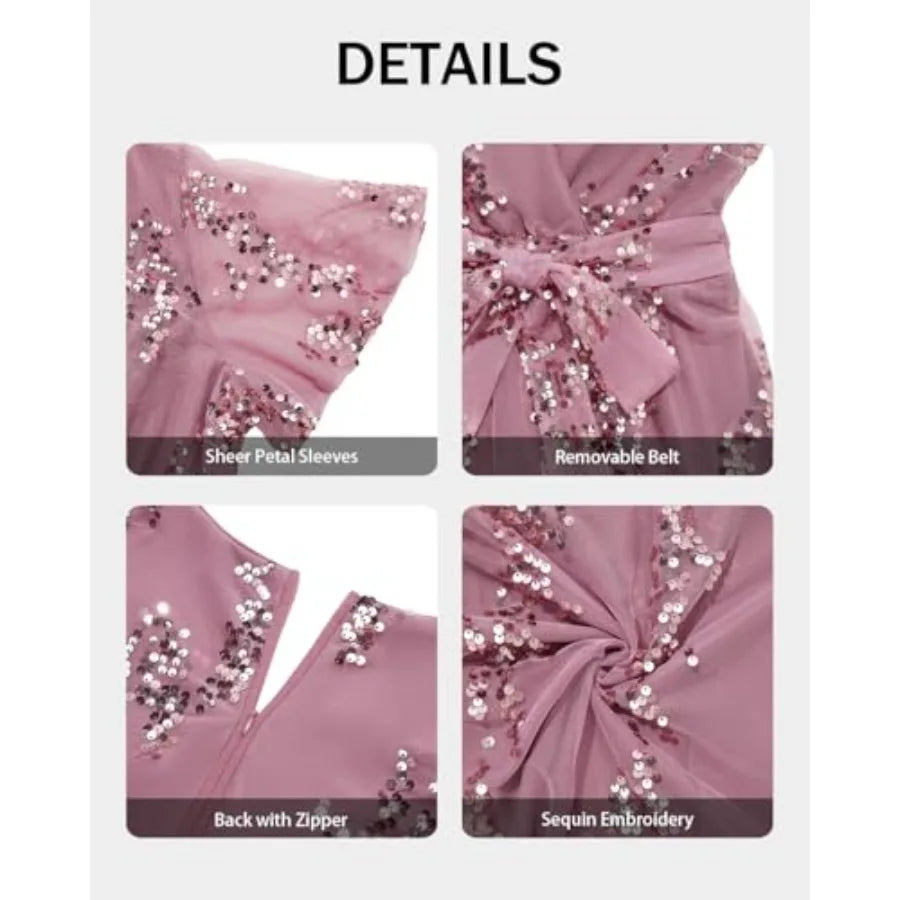 Pinup Fashion Plus Size Formal Dresses - Wedding Guest Evening Gowns Sequin Embroidery V-Neck Maxi Dress