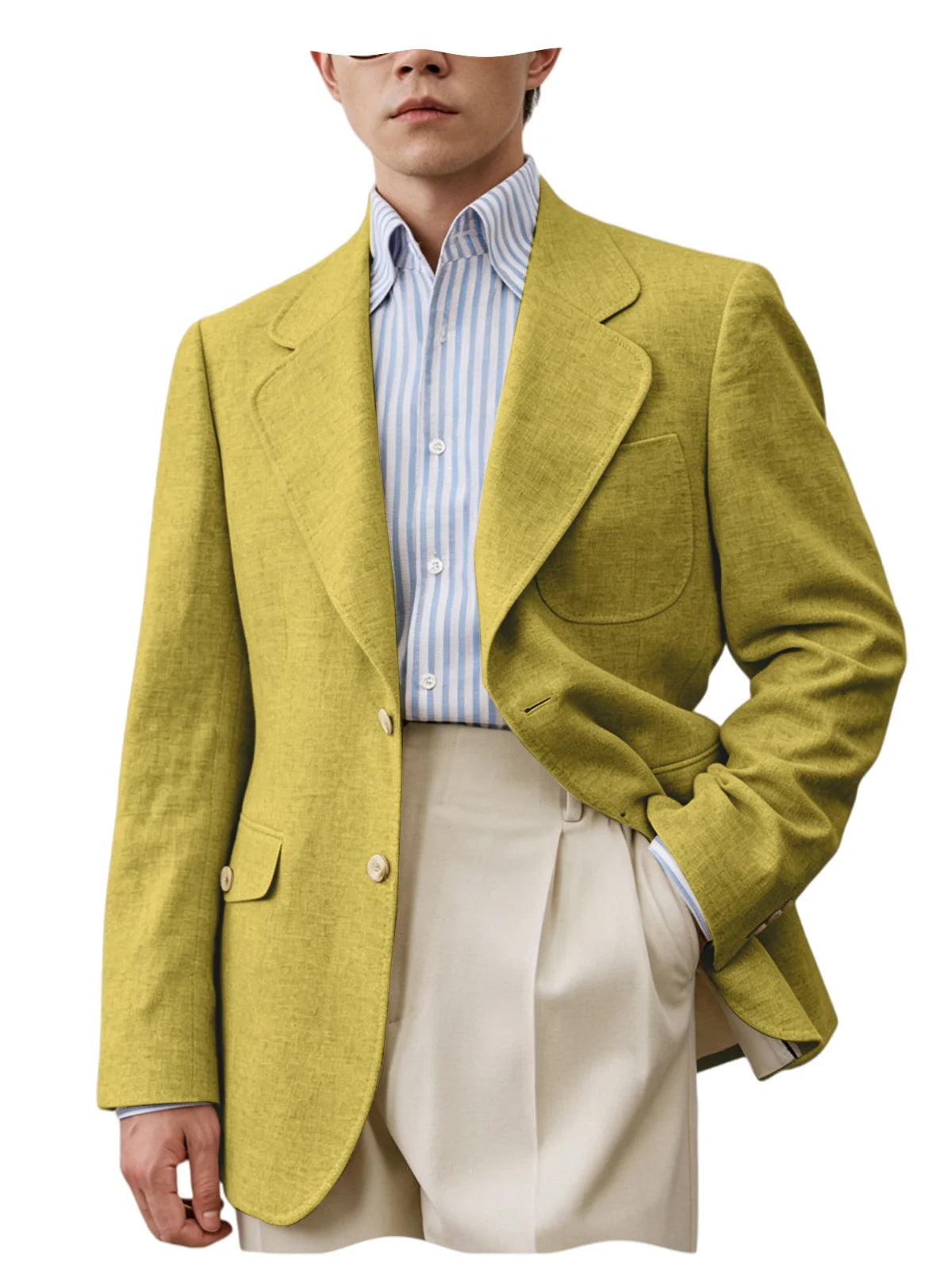 Men's Linen Blazer Casual Business Suit Jacket Single Breasted Notch Lapel Sport Coat Breathable Summer Wear for Wedding Party
