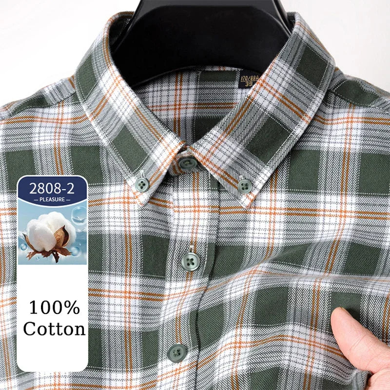 Browon Men Casual Checkered Business Long Sleeve Shirt
