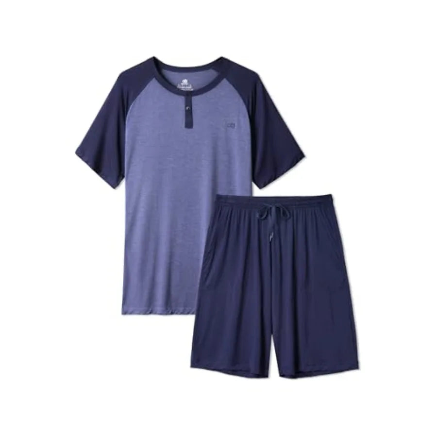DAVID ARCHY Men's Pajamas Set Summer Cooling Loungewear Ultra-Soft Pjs Lightweight Short Sleeves Shirts and Shorts Sleep Sets