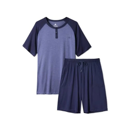 DAVID ARCHY Men's Pajamas Set Summer Cooling Loungewear Ultra-Soft Pjs Lightweight Short Sleeves Shirts and Shorts Sleep Sets