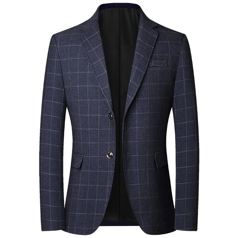 BROWON Brand Midlife Mans Blazers 2026 New Spring Autumn Plaid Design Casual Suit Men Classics Comfortable Suit Jacket Men