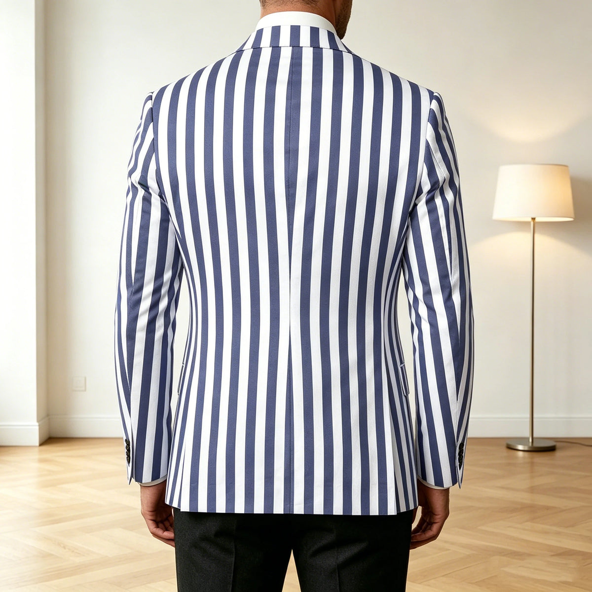 Men's Vertical Striped Blazer Slim Fit Single Breasted Casual Business Sport Coat Lightweight Formal Jacket For Office Wedding