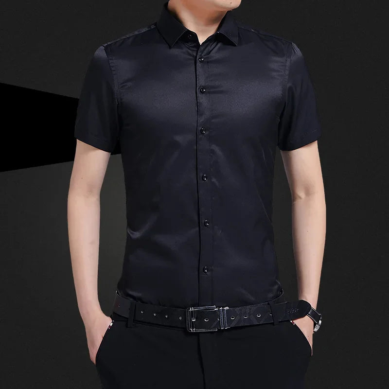 BROWON Quick Drying Men Business Casual Short Sleeve Shirt