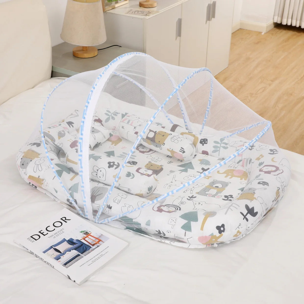 Neonatal Sleeping Pad Bedding Set For Crib With Mosquito Net All Season