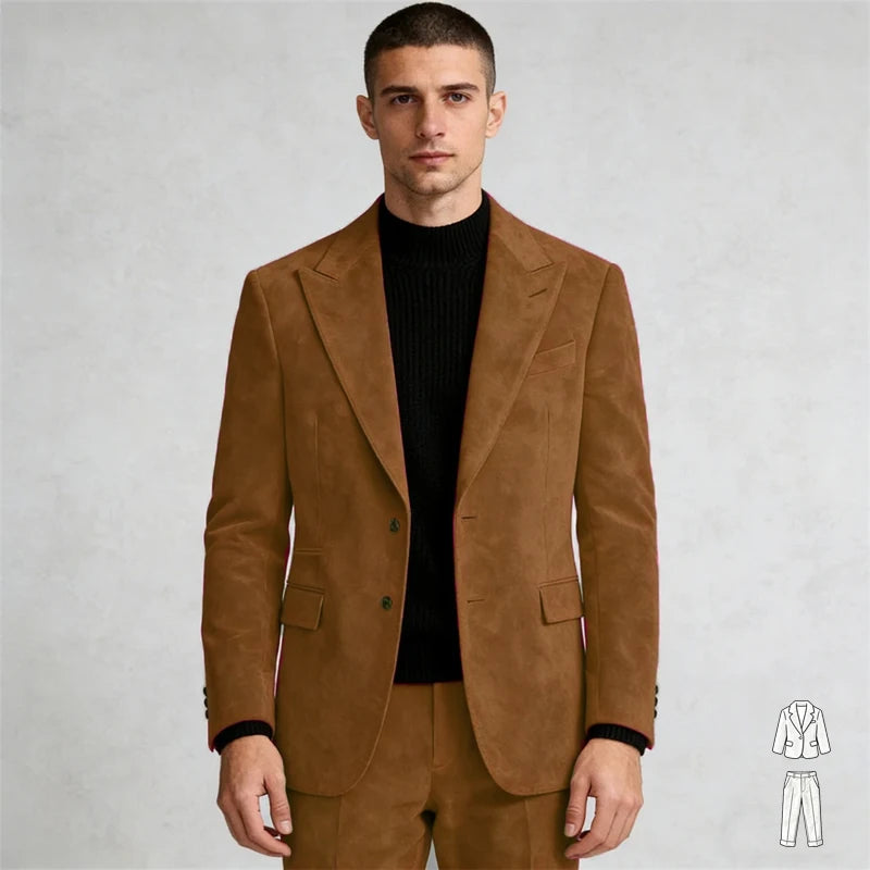 Xomoflag Men Two Piece Slim Fit Suits With Peak Lapel