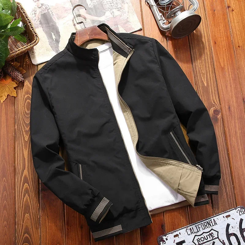 BROWON Jacket Men Spring  Autumn 2026 New Mens Double Sided Wear Stand Collar Casual Jacket Youth Trend Jacket for Men Clothing