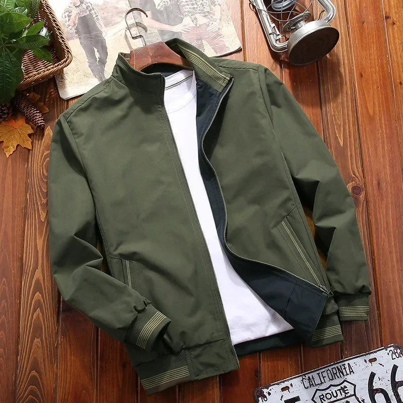 BROWON Jacket Men Spring  Autumn 2026 New Mens Double Sided Wear Stand Collar Casual Jacket Youth Trend Jacket for Men Clothing