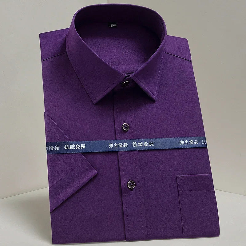 Browon Men Short Sleeve Oxford Formal Business Shirt