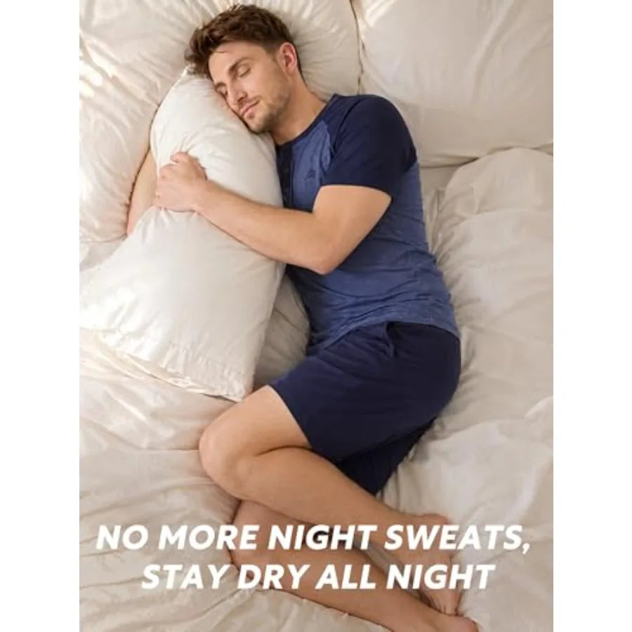 DAVID ARCHY Men's Pajamas Set Summer Cooling Loungewear Ultra-Soft Pjs Lightweight Short Sleeves Shirts and Shorts Sleep Sets