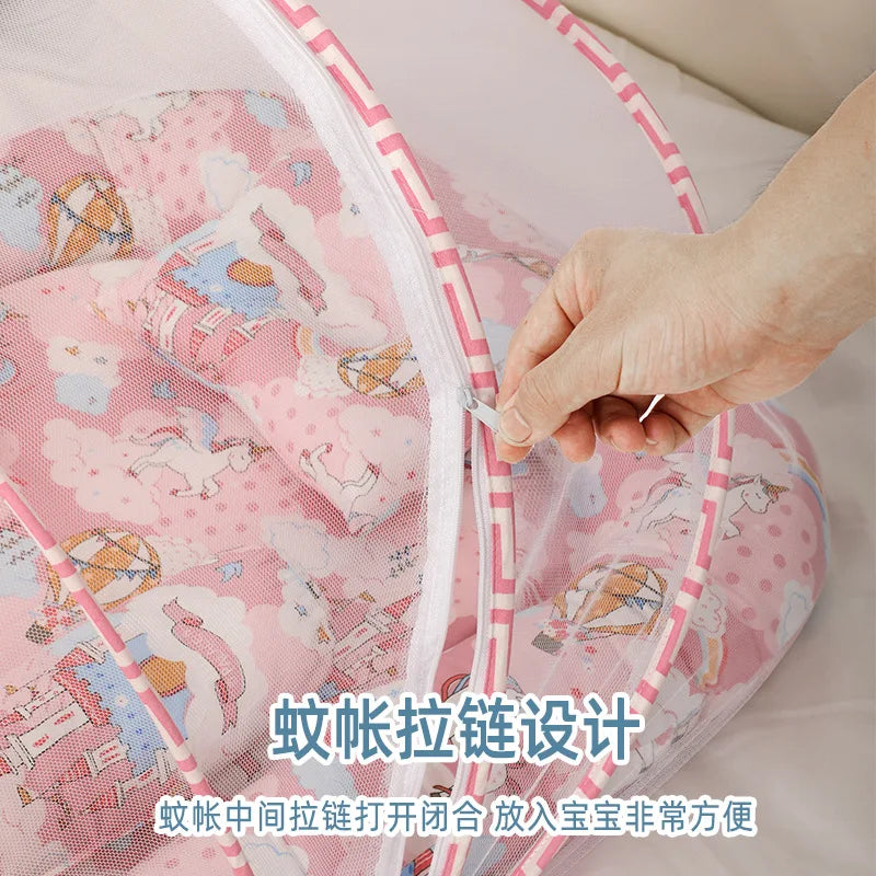 Neonatal Sleeping Pad Bedding Set For Crib With Mosquito Net All Season