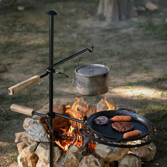 Adjustable Swivel Fire Pit Grill Heavy Duty Steel Grate for Outdoor Campfire Barbecue Cooking