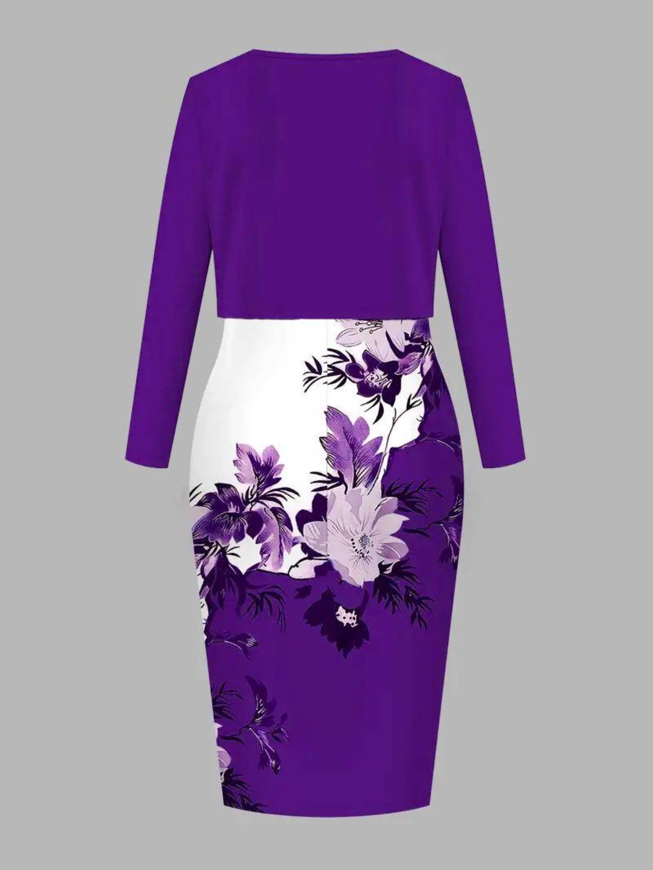 Women's Long Sleeve Open Front Cropped Cardigan Sleeveless Floral Print Midi Dress For Daily Brunch Church Weekend Casual Occasions