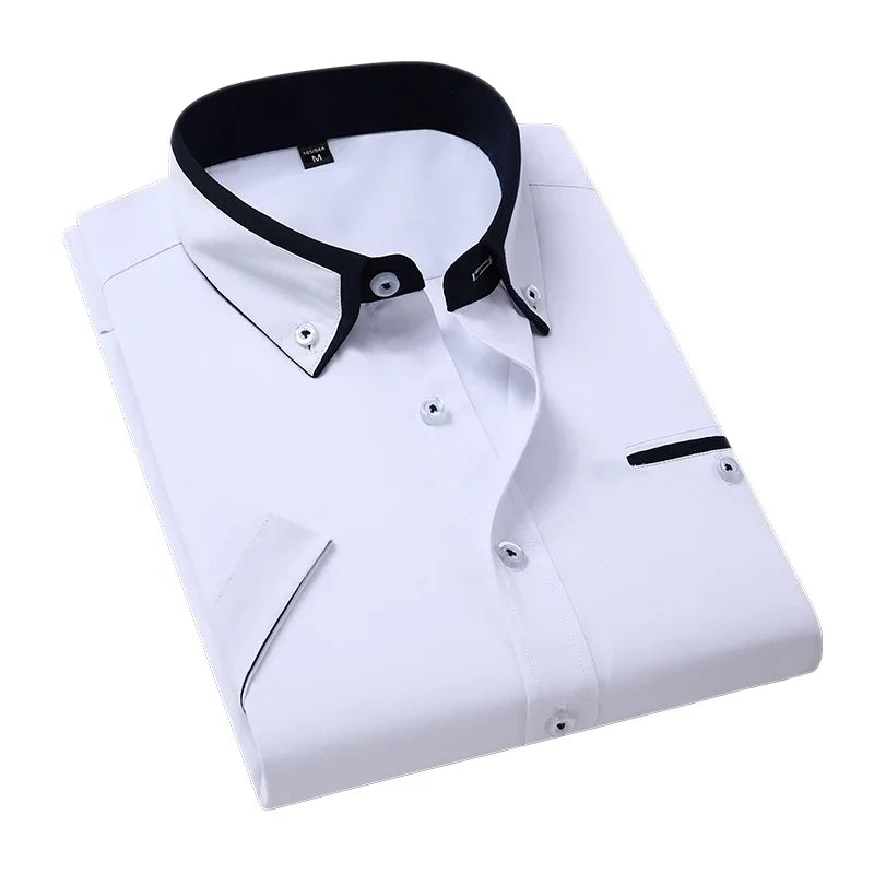 BROWON Mens Short Sleeve Summer Business Shirt Button Up Casual