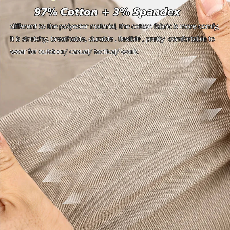 Men's Cotton Hiking Tactical Pants Stretch Lightweight Combat Cargo Work Pants  Rip-Stop Outdoor Pants