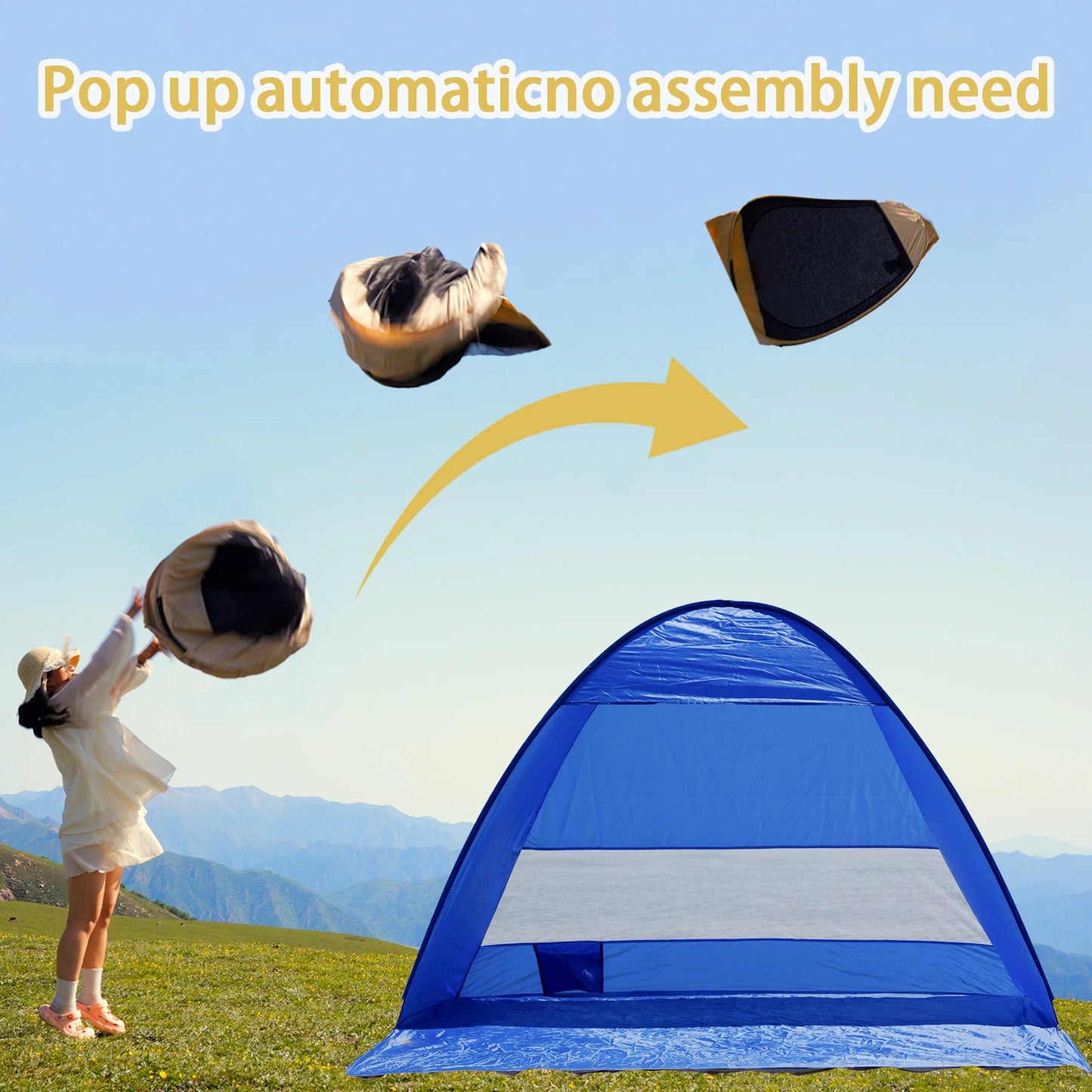 Pakicetus Pop Up Beach Tent With Carry Bag Auto Opening
