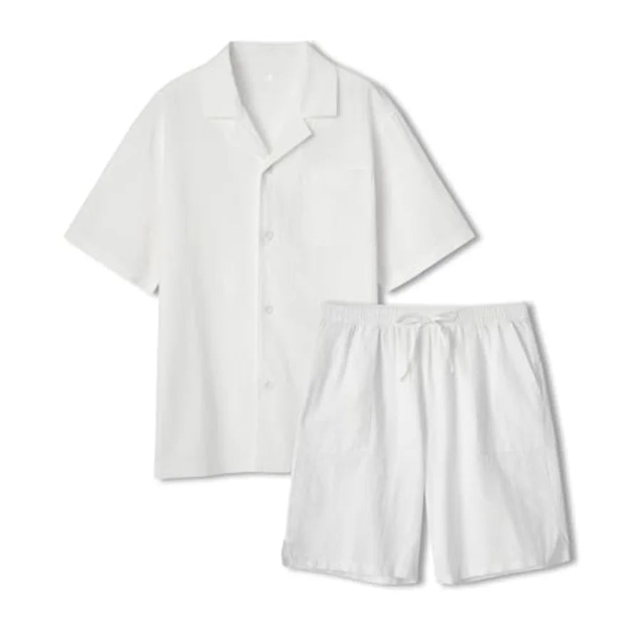 DAVID ARCHY Mens Pajamas Set, Breathable Cruise Vacation Outfit, Short Sleeve Shirt and Shorts, Summer Beach Loungewear