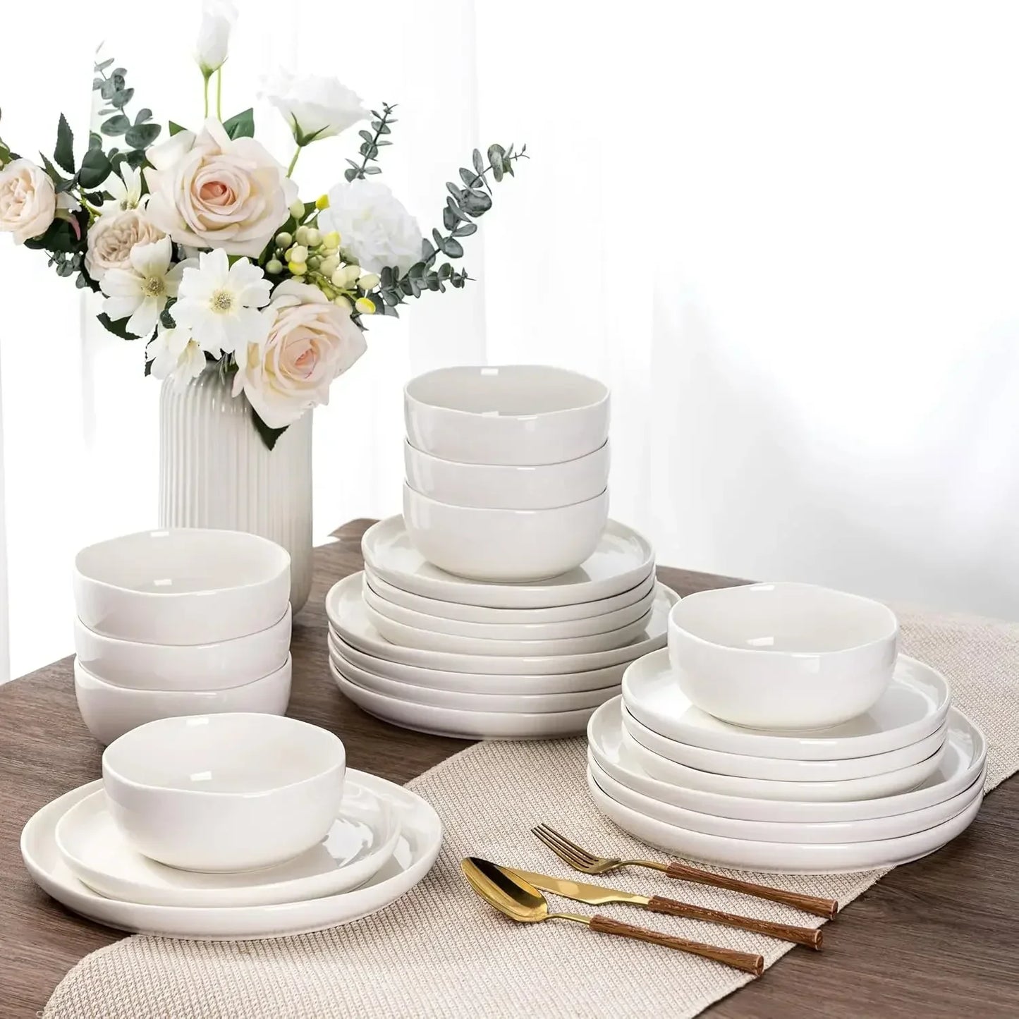 Ceramic Dinnerware Set For Eight Handcrafted Stoneware Plates And Bowls