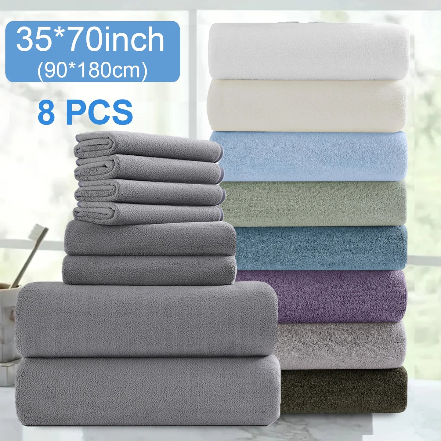 Belista Eight-Piece Bath Towels Set Soft Absorbent Quick Dry
