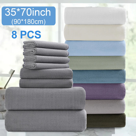Belista Eight-Piece Bath Towels Set Soft Absorbent Quick Dry