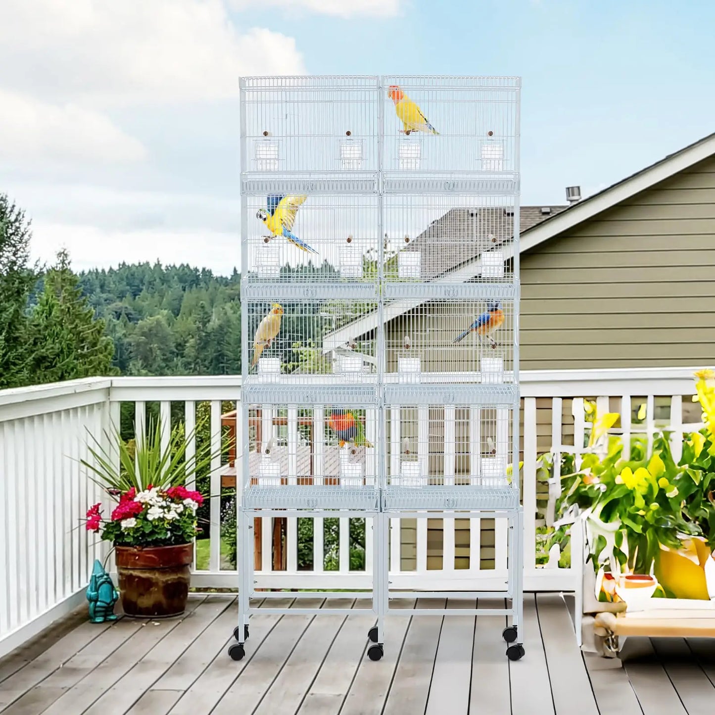 HiMISS 4-Tier Metal Bird Cage For Parrots And Birds