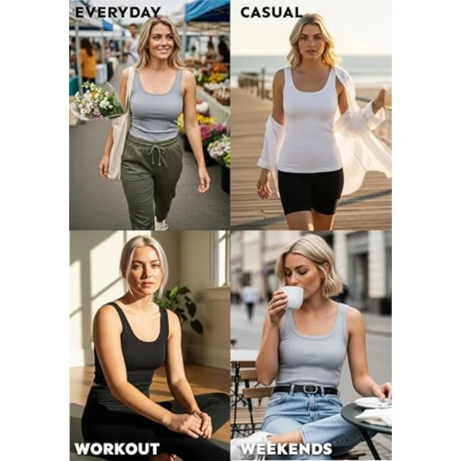 Andrew Scott Women's Slim -Fit Tank Top Soft and Breathable Cotton Camisoles Multi Packs and Colors