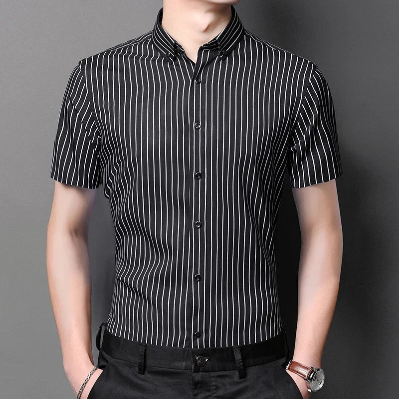 BROWON Men Short Sleeve Anti Wrinkle Business Shirt