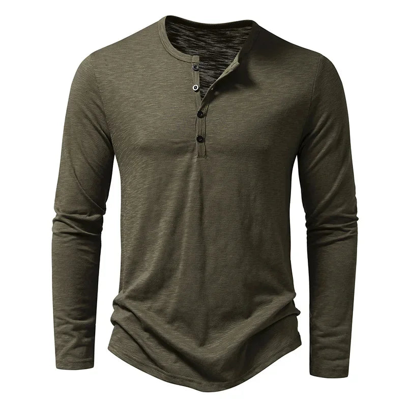 King Billion Men's Cotton Button Henley Long Sleeve Shirt