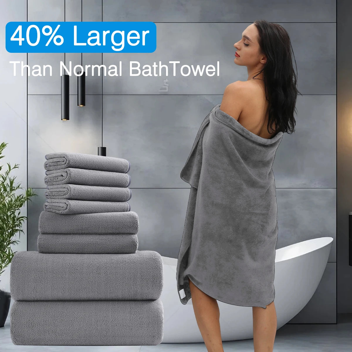 Belista Eight-Piece Bath Towels Set Soft Absorbent Quick Dry